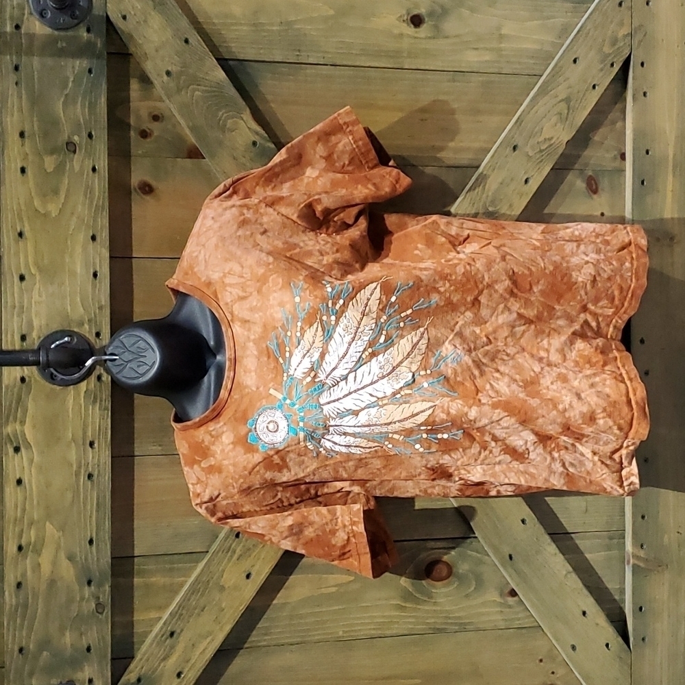 CACTUS BAY DREAM CATCHER RUSTIC ACID WASH TIE DYE TOP MEDIUM  TRIBAL